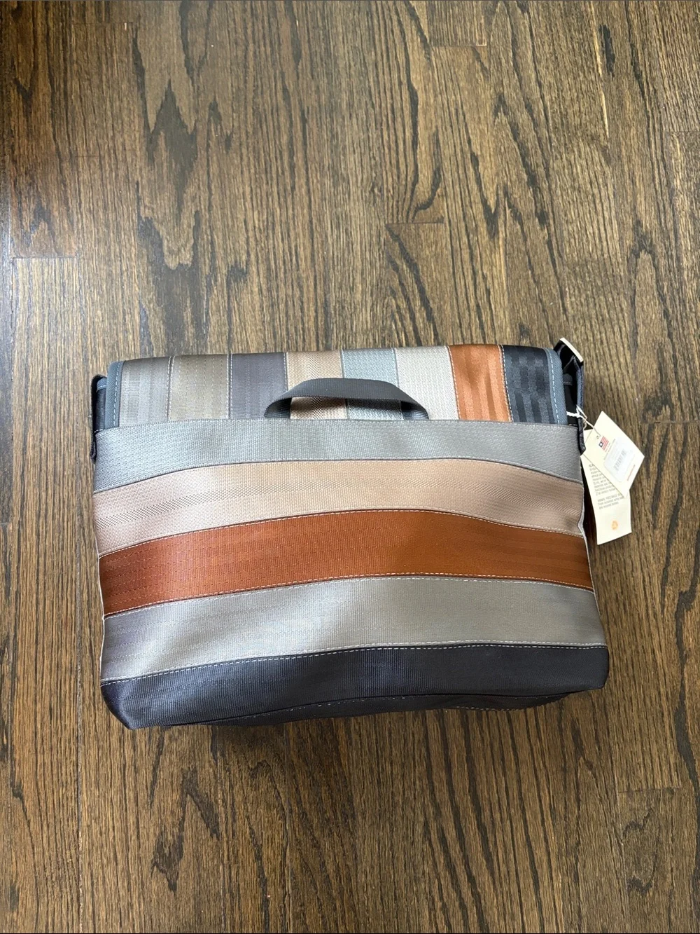 Harvey’s Multi-Striped Men’s Messenger Bag in Brown, Gray & Tan-NWT